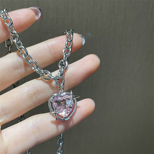 Pink Heart Crystal Chain